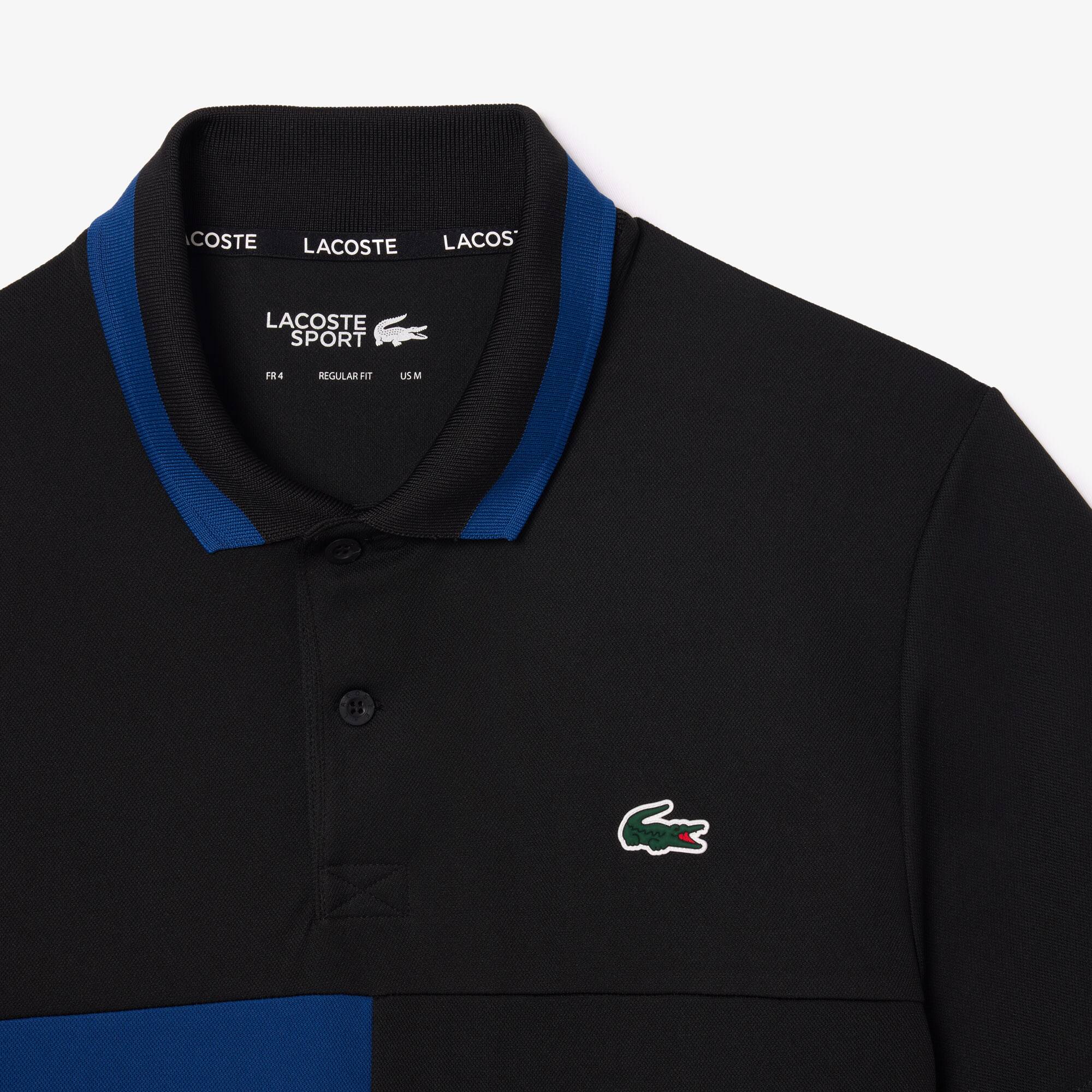 Polo Tennis Ultra-Dry avec rayures color-block Manches Courtes - Noir - Lacoste - Homme