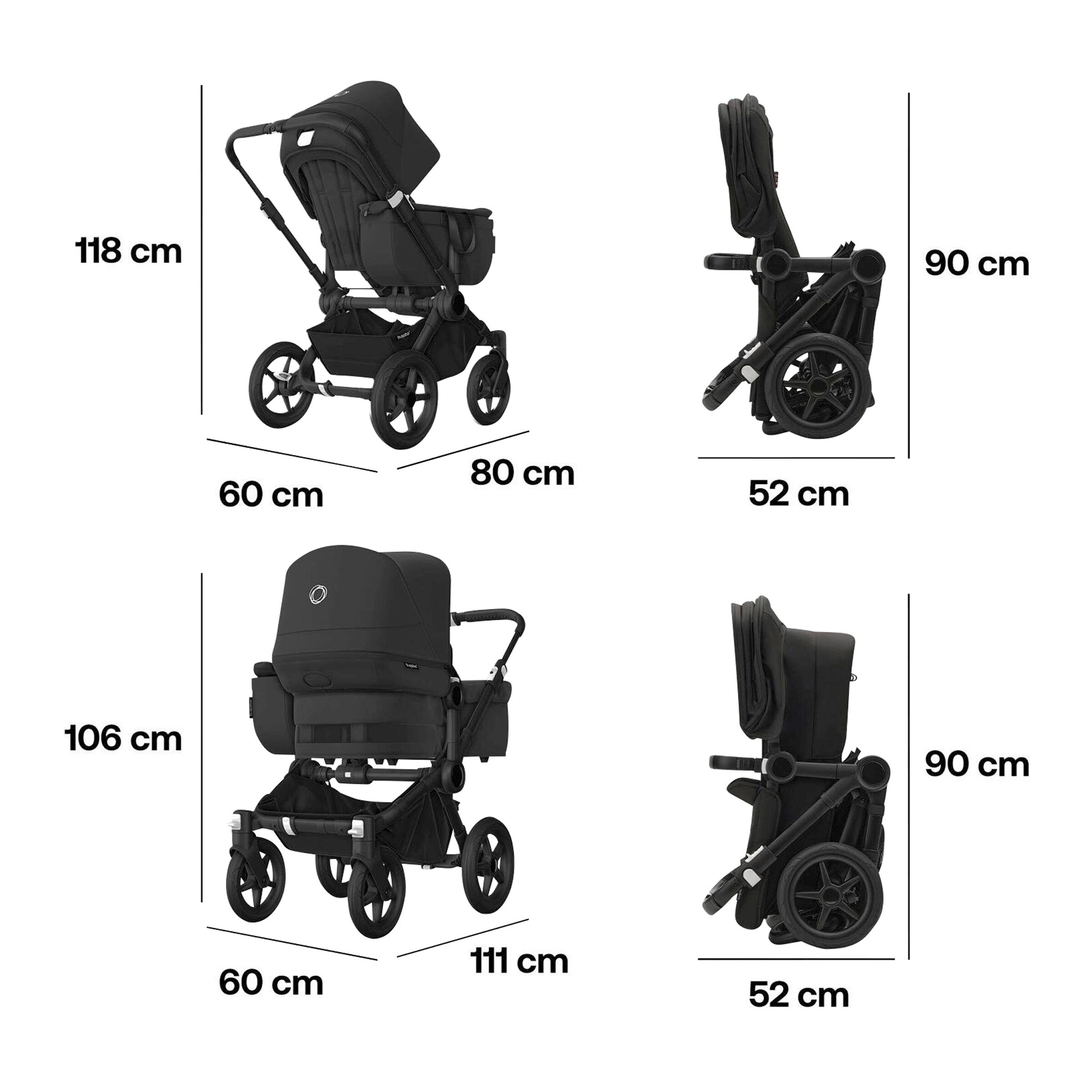 Bugaboo - DONKEY 5 Kombikinderwagen black / midnight black