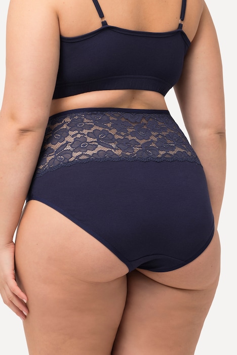 Maxislips, 2er-Pack, High Waist, Spitzenbund