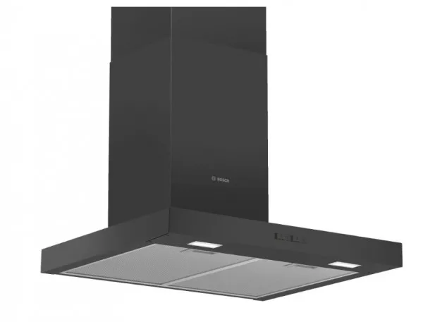 Bosch Serie | 2 DWB66BC60 - Hætte - skorsten flad - bredde: 60 cm - dybde: 50 cm - udtrækning og recirkulation (-) - sort