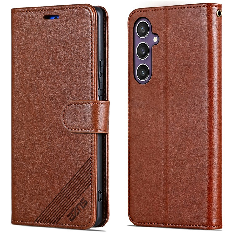 Samsung Galaxy A56 Leder Tasche Flip Cover mit Kartenfächer - Braun