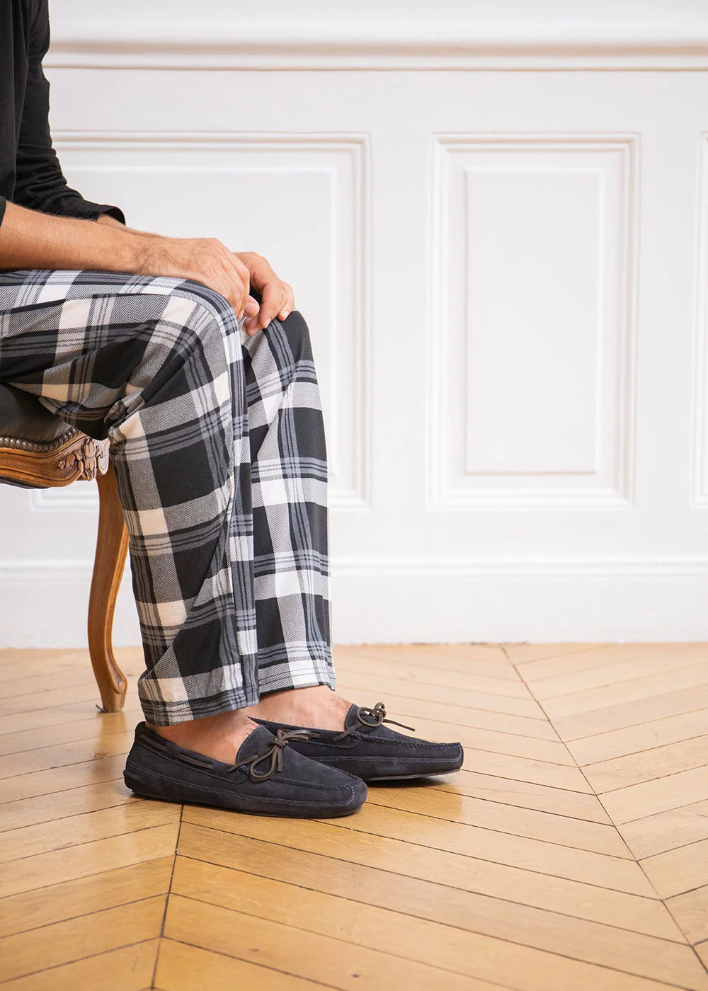M LACE SLIPPERS VELOURS NAVY