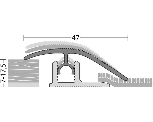 PROFI-TEC MASTER aluminium zilver 47x2700mm adapterprofiel