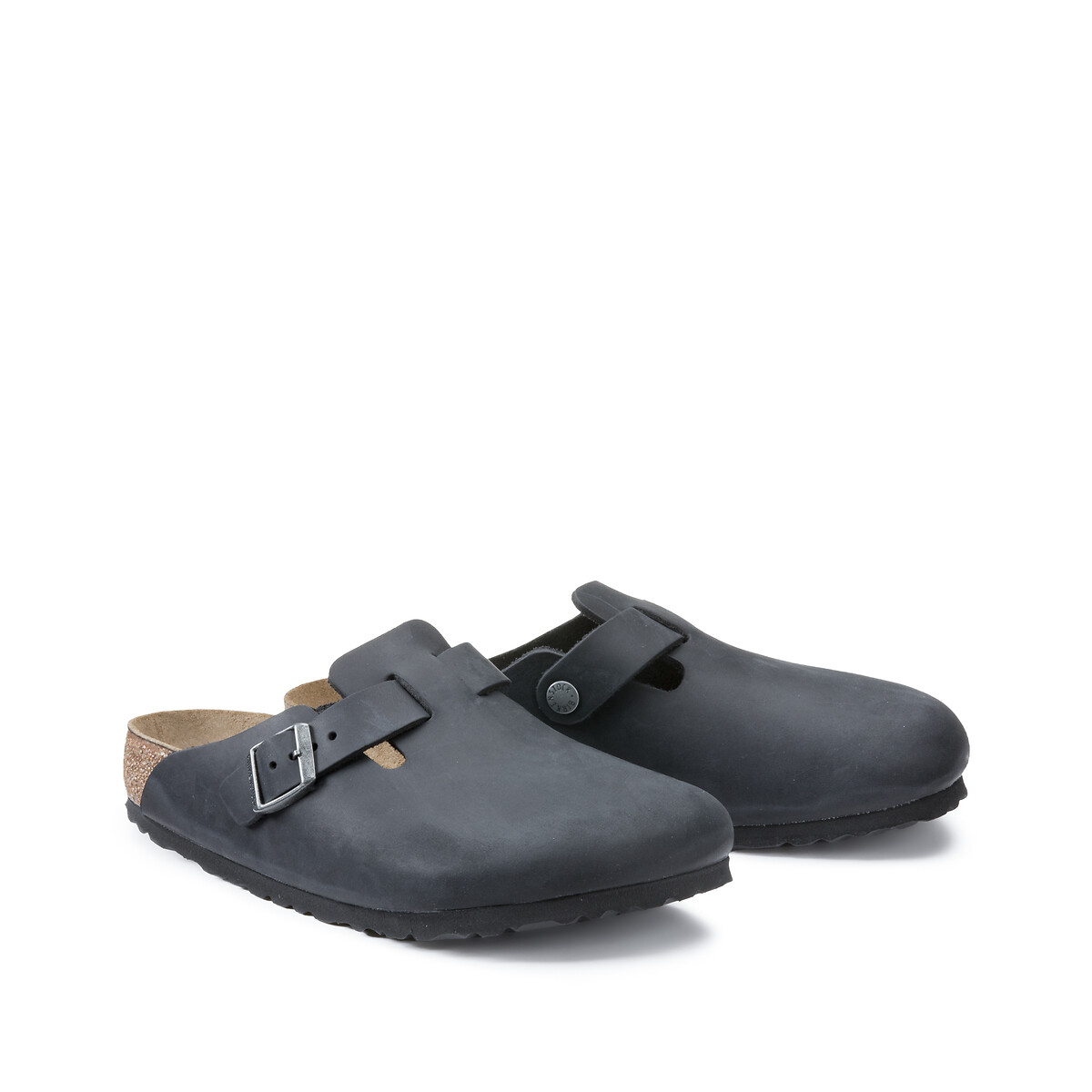 BIRKENSTOCK<br>Tamancos Boston de couro, fabricados na Europa