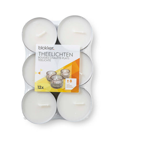 Blokker Maxi Theelichten - 8 branduren - 12 stuks