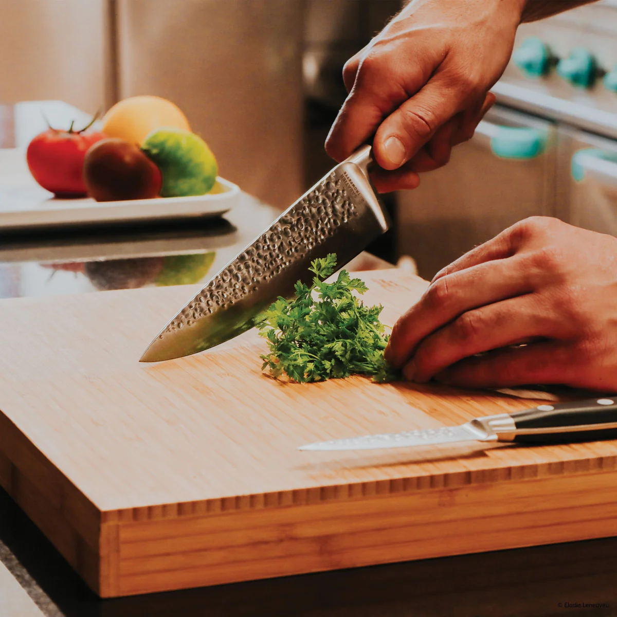 Carbon - Couteau de chef 16 cm martelé avec protection de lame Sabatie