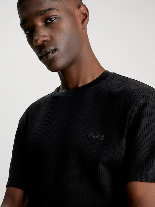 Camiseta de algodão com textura de favo de mel