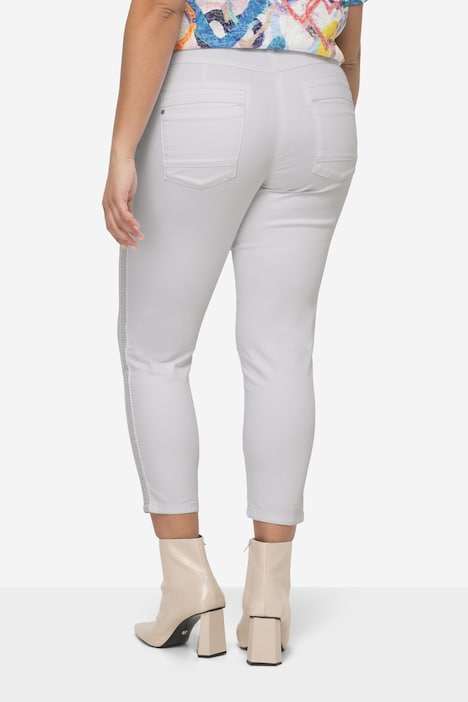 Twillhose, Slim Fit, Paillettenstreifen, teilelastischer Bund