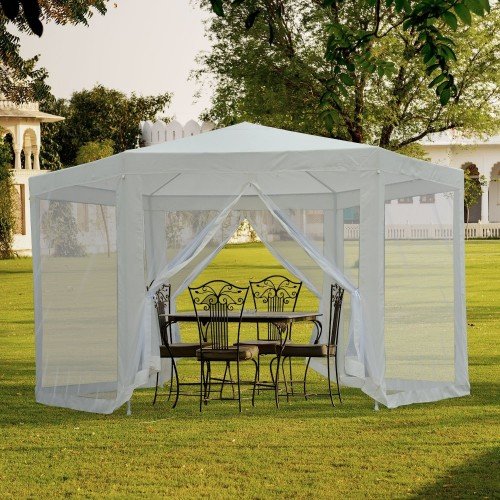 Tenda hexagonal com mosquiteiro cor creme