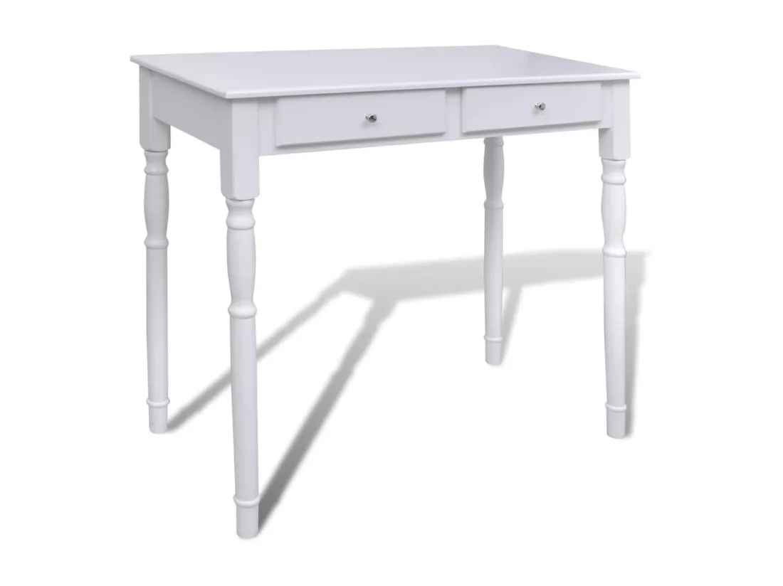 Coiffeuse avec miroir et tabouret 2 tiroirs Blanc