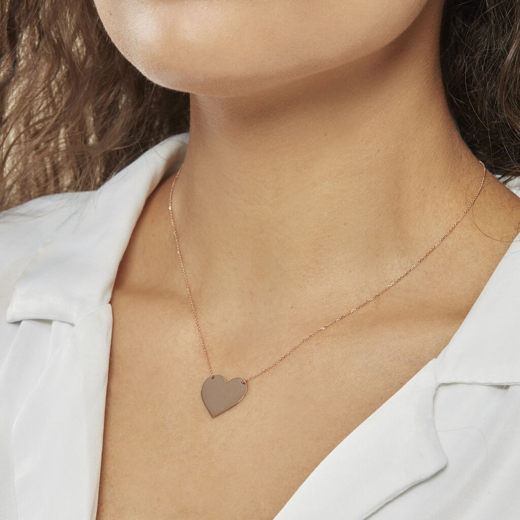 Collier Coeur Gravable Or Rose