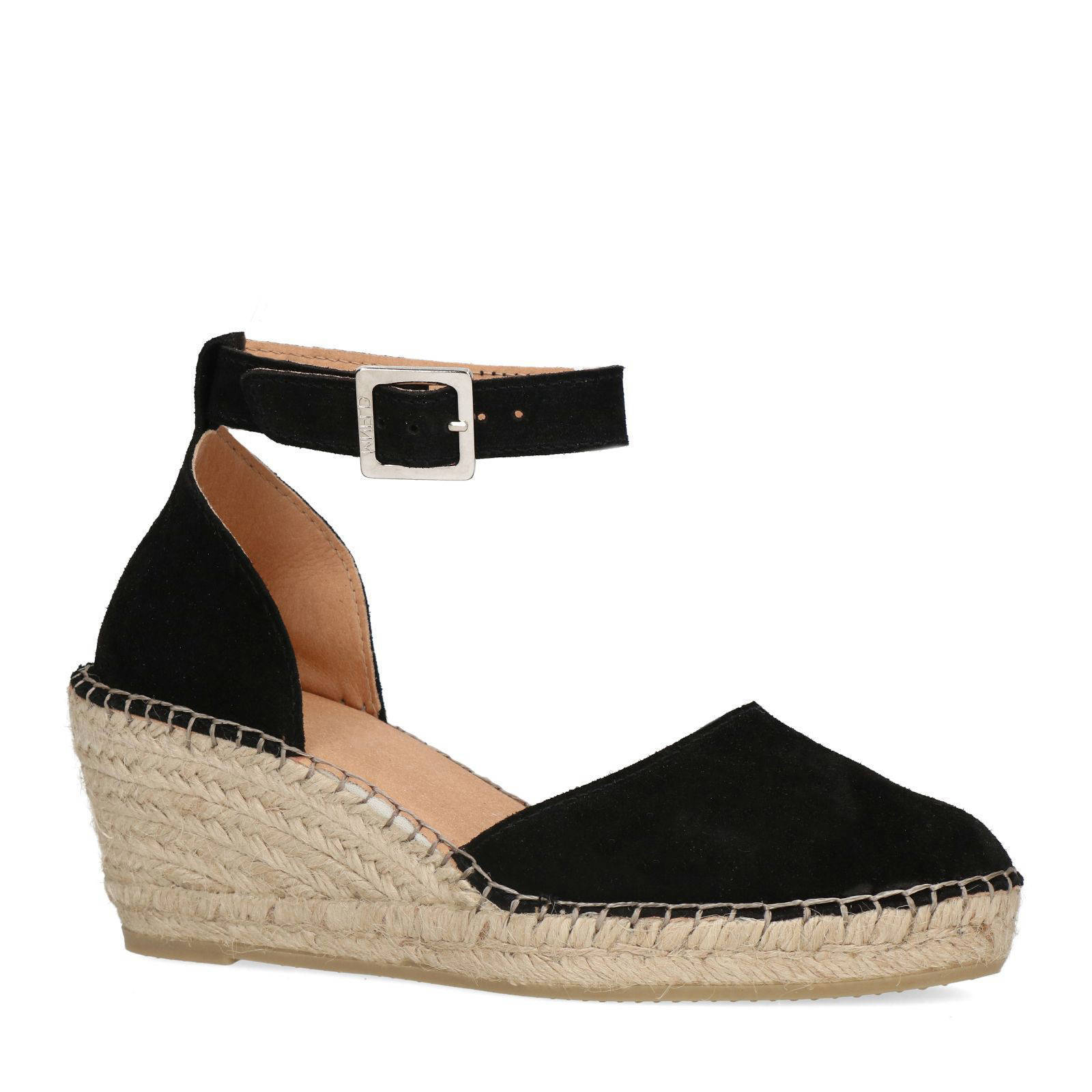 Manfield suède espadrilles zwart