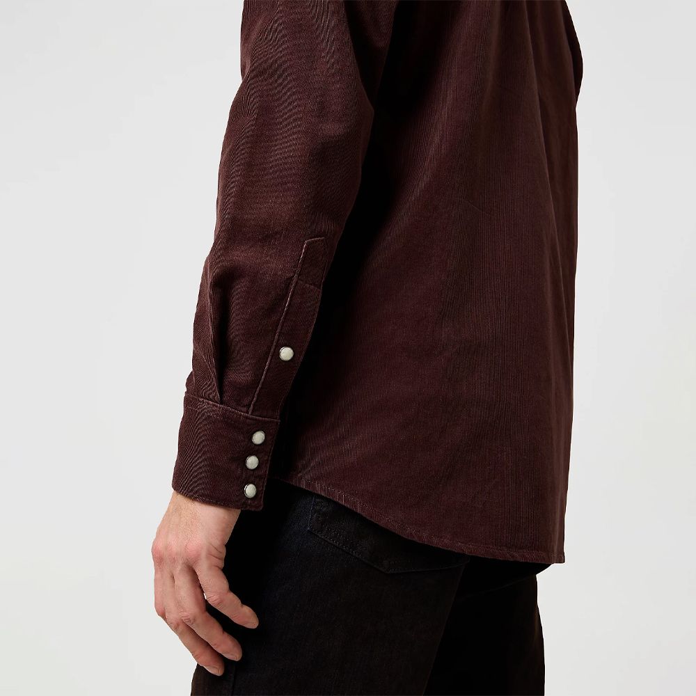 Wrangler mens Regular Western Corduroy Shirt Mahogany