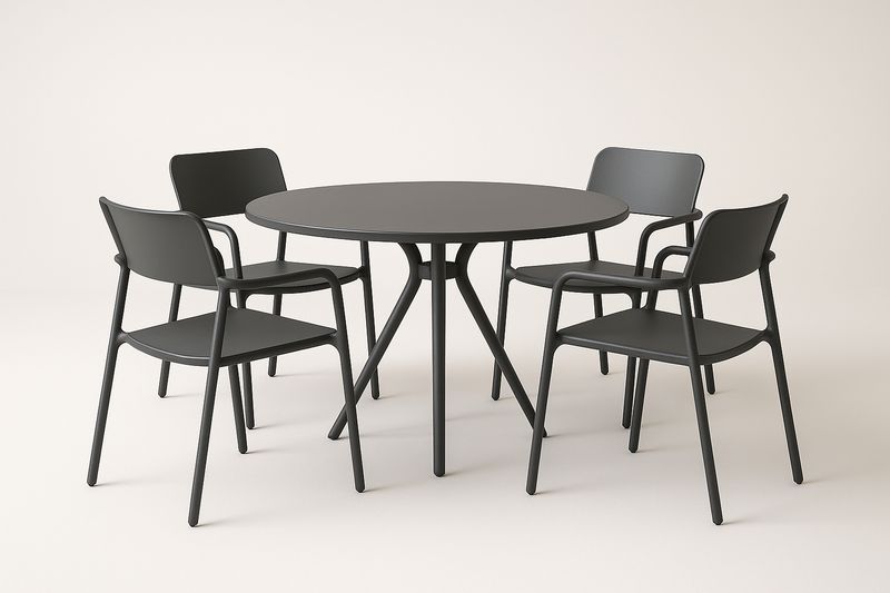 Runder Gartenmöbel-Satz aus Aluminium und Kunststoff, Tisch 100 cm Dur