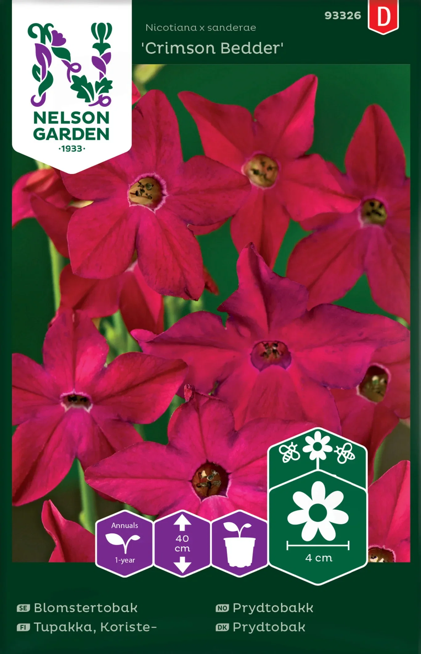 Nicotiana x sanderae Prydtobakk 'Crimson Bedder'