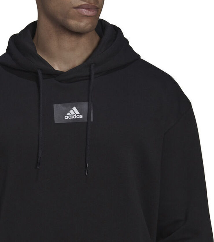 adidas Essentials FeelVivid Cotton Fleece Drop Shoulder hættetrøje Sort