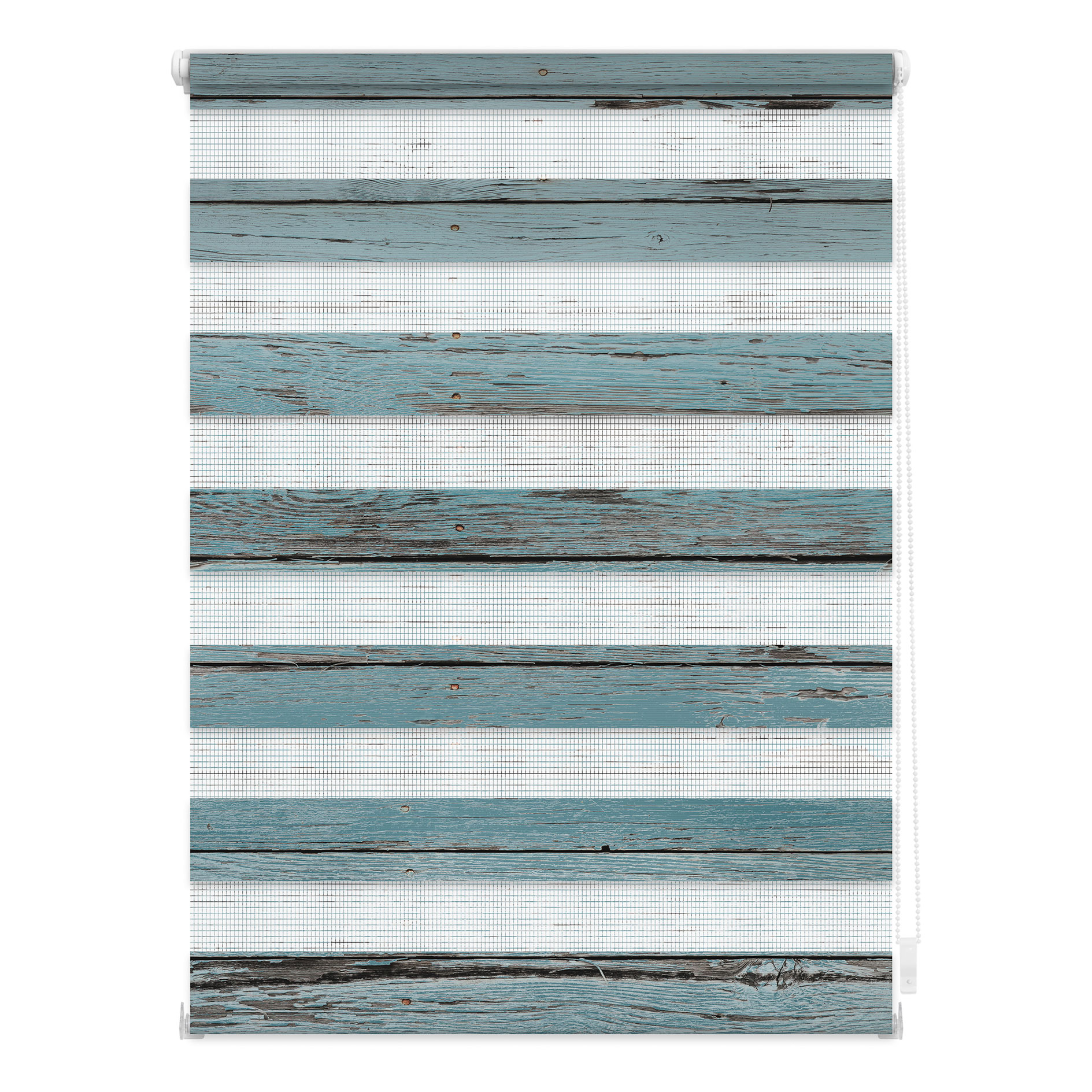 LICHTBLICK Duo Rollo Klemmfix BRETTER-VINTAGE - petrol - 45x150 cm