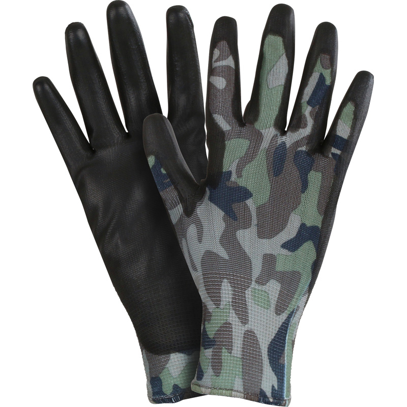 Werkhandschoenen camouflage 10/XL groen