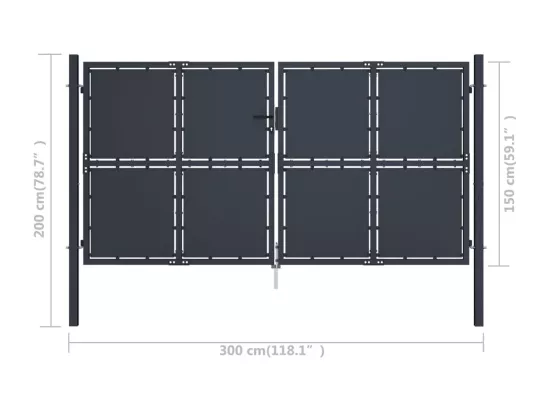 Portail de jardin Acier 300x150 cm Anthracite