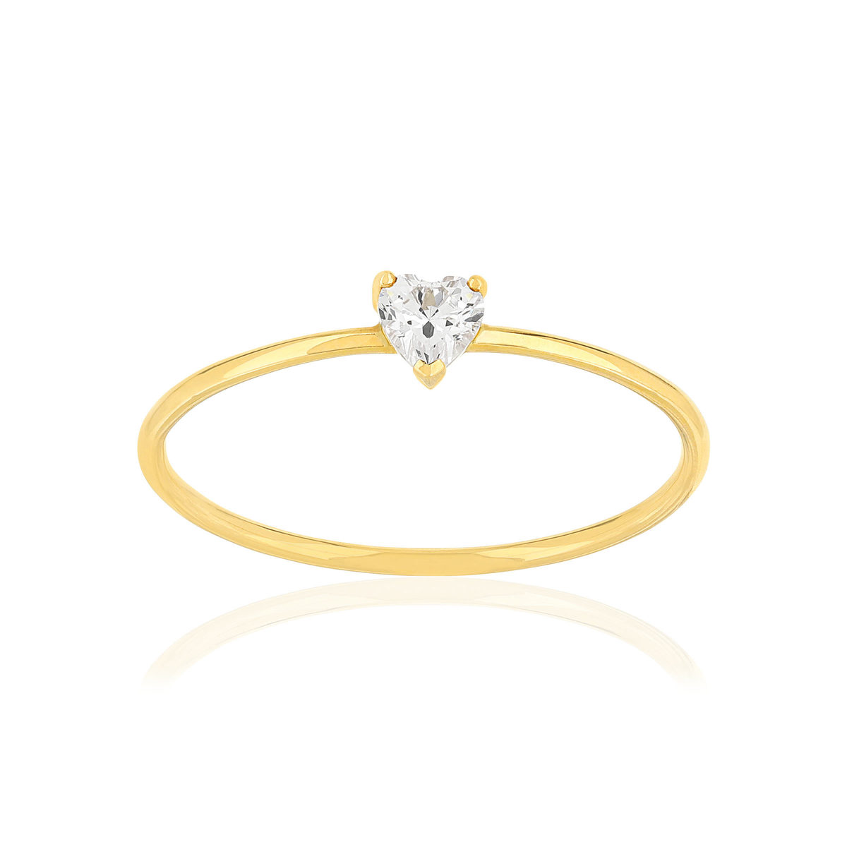 Bague or jaune 375 coeur zirconia