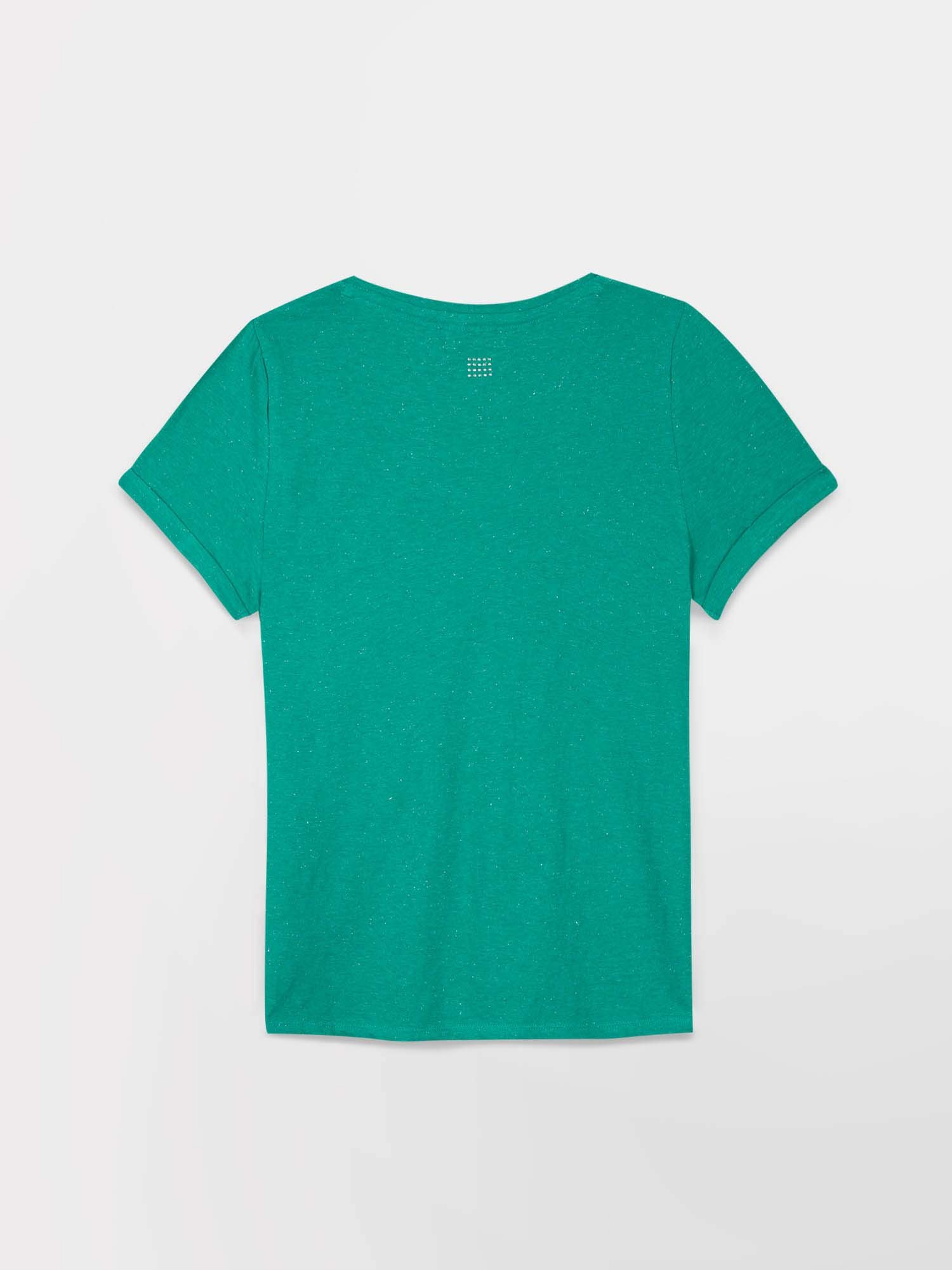 Tee-Shirt Femme Col V Jersey Coton Vert