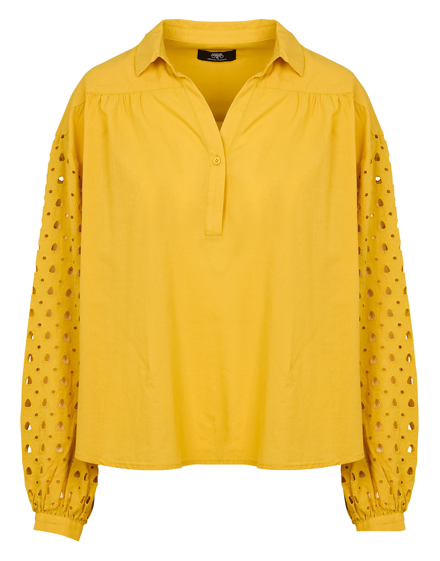 CUNCA - Blouse ample brodée en coton | Jaune