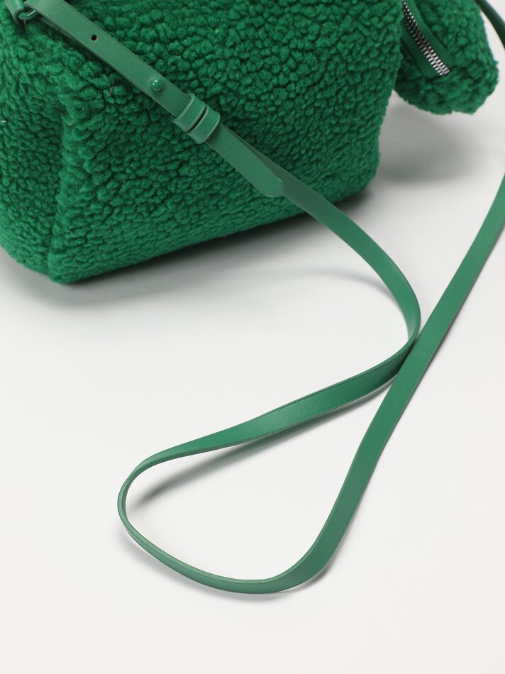 Conjunto de bolsa e porta-moedas com forro de sherpa - Verde