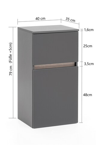 Unterschrank Brügge Graphit B/H/T 40x79x35cm