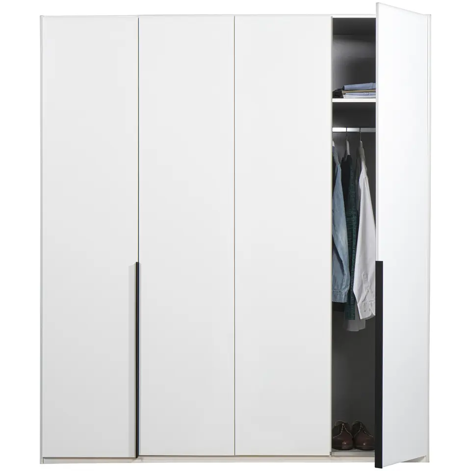 Kledingkast Milaan 4-deurs- wit - 208x180x58 cm