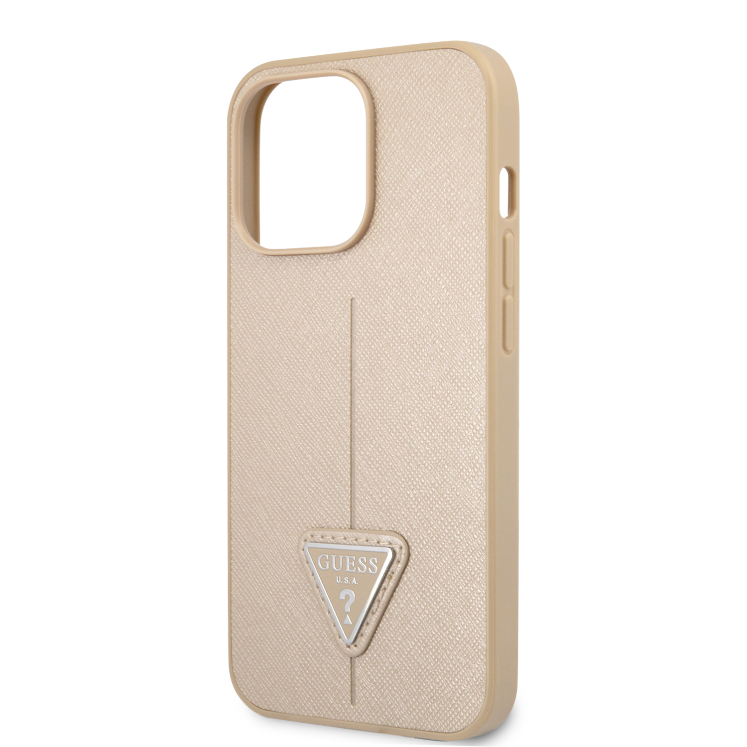 iPhone 13 Pro Leder Saffiano Hardcase Hülle (GUHCP13LPSATLE) - Beige