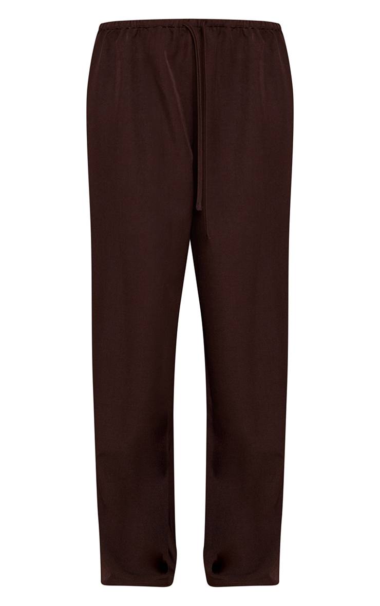 Chocolat Pantalon Large À Taille Élastiquée Avec Cordon De Serrage Coordonné