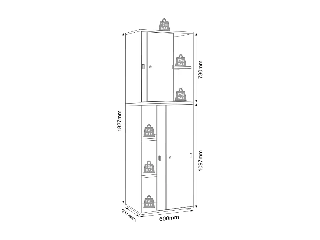 Armoire de bureau Salia portes coulissantes 5x L60