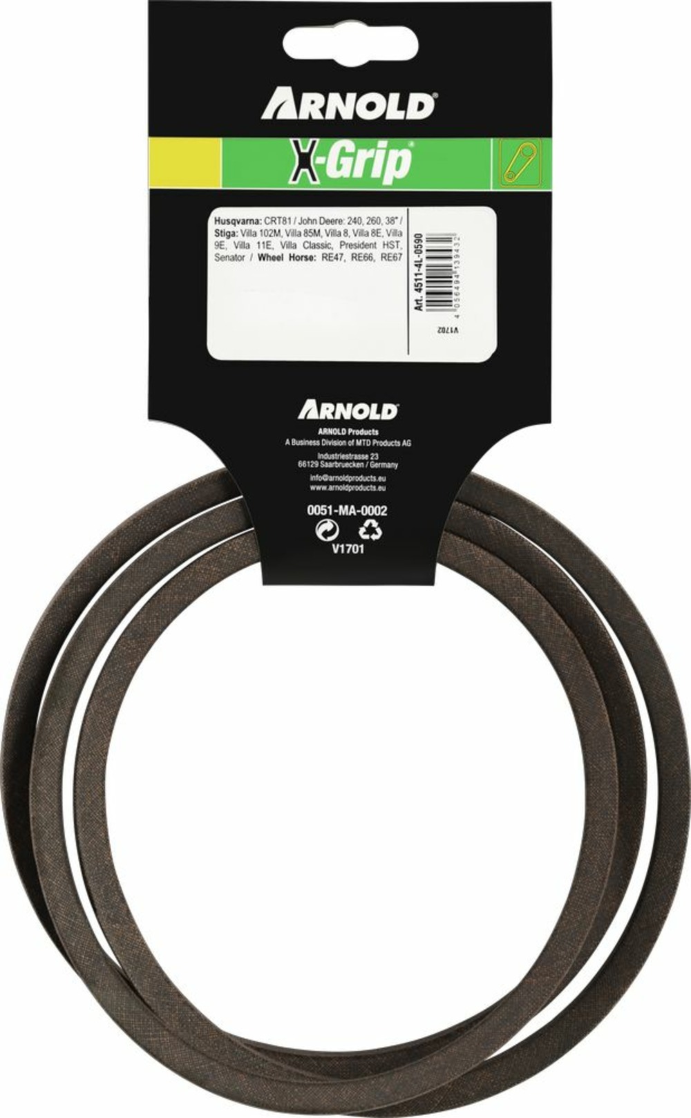 Courroie trapézoïdale x-grip v de type 4l590