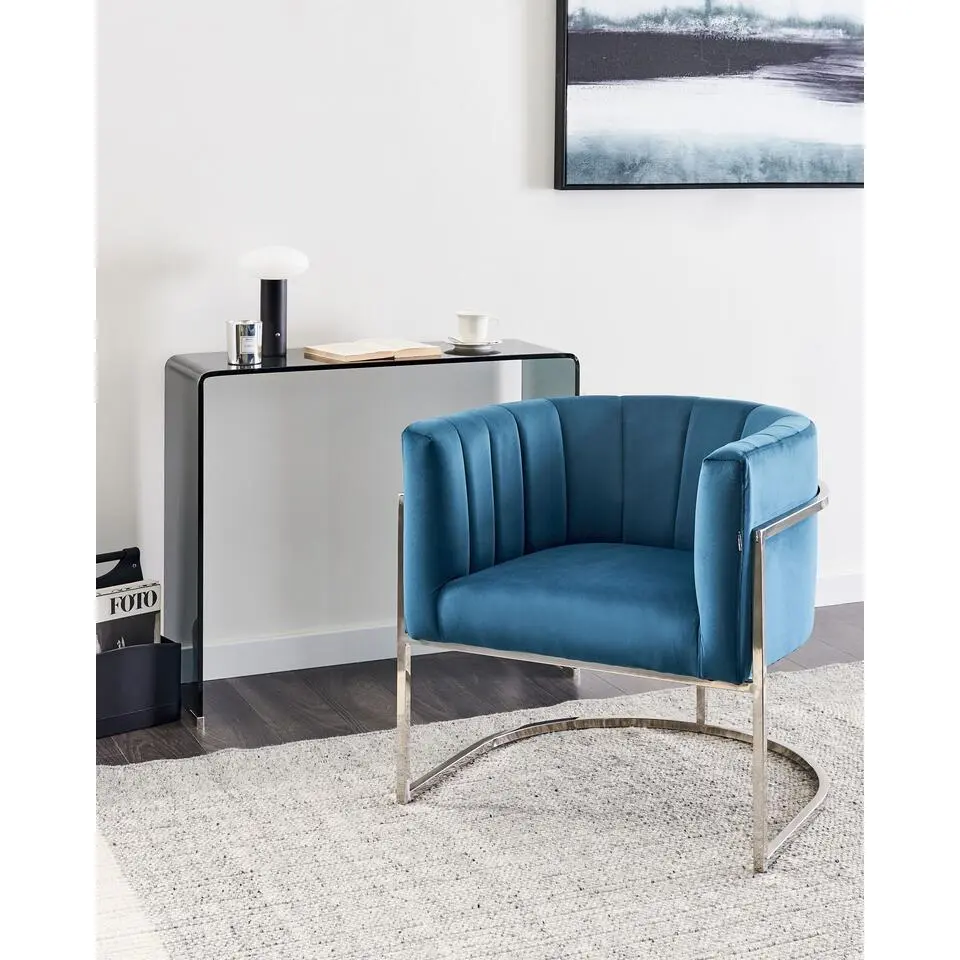 LARVIK - Fauteuil - Blauw - Fluweel
