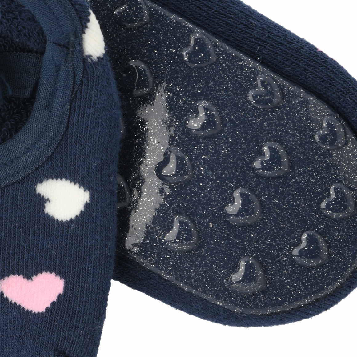 Topomini 1 Paar Baby Ballerinas mit Herzen dunkelblau