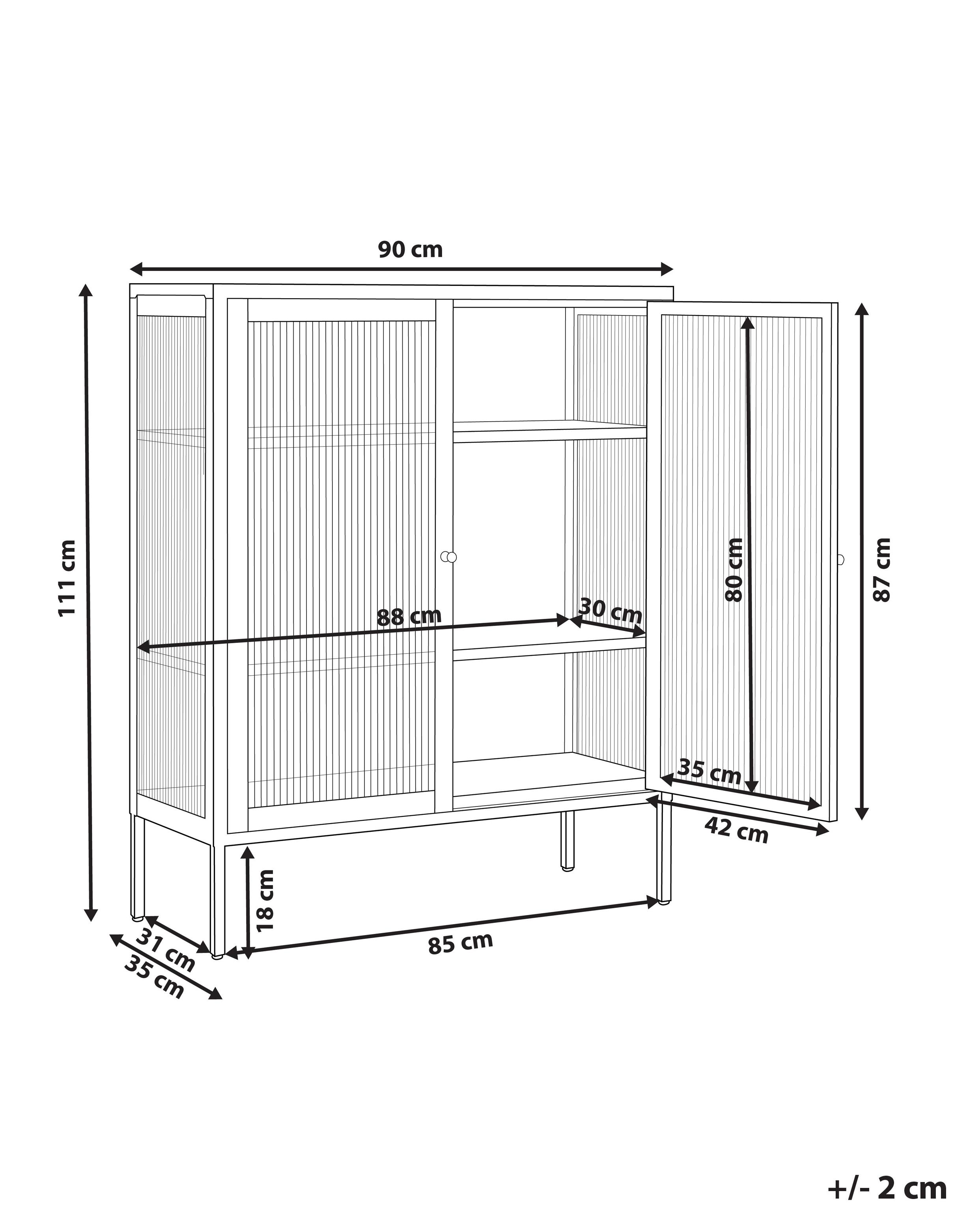 Dressoir met glazen deuren LERRYN Metaal 90 cm Zwart