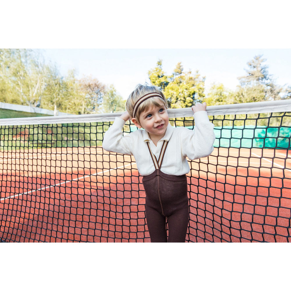 Køb Silly Silas Chocolate Brown Striped Footless Strømpebukser