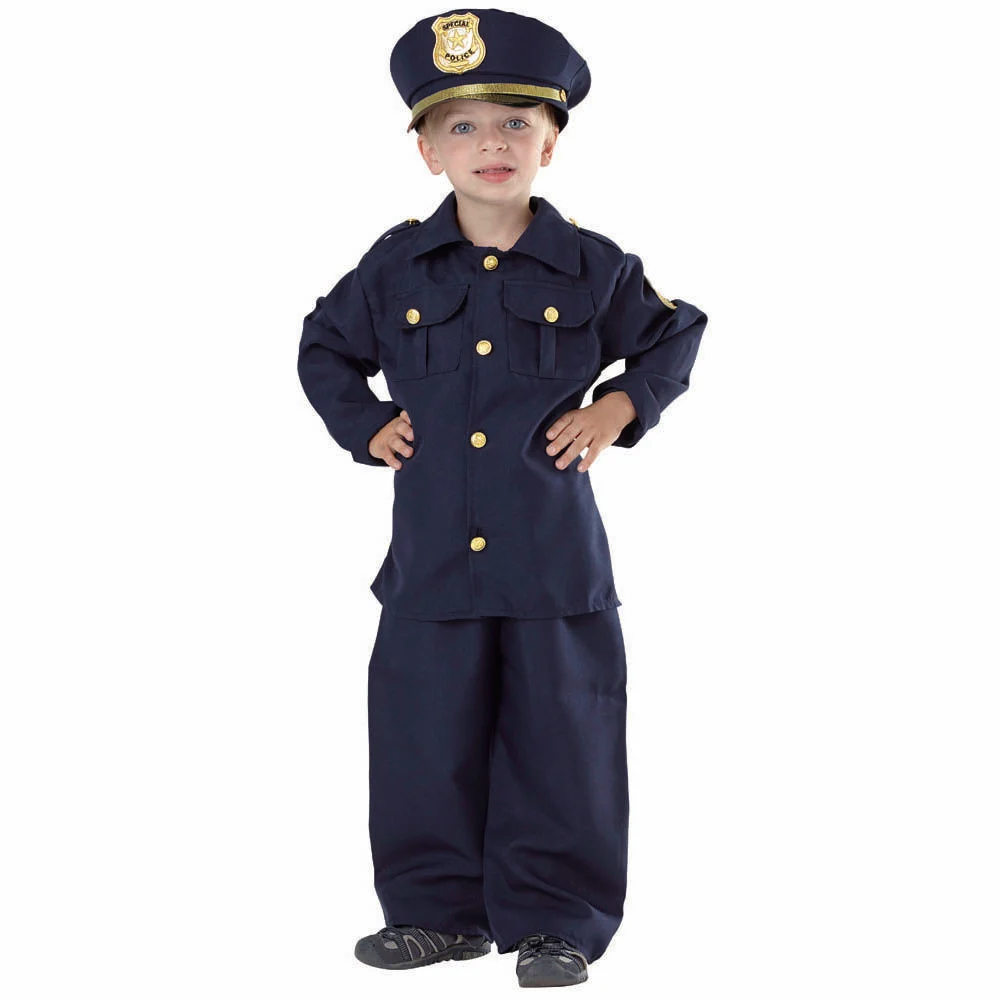 Déguisement policier New York bleu marine et or 7/10 ans