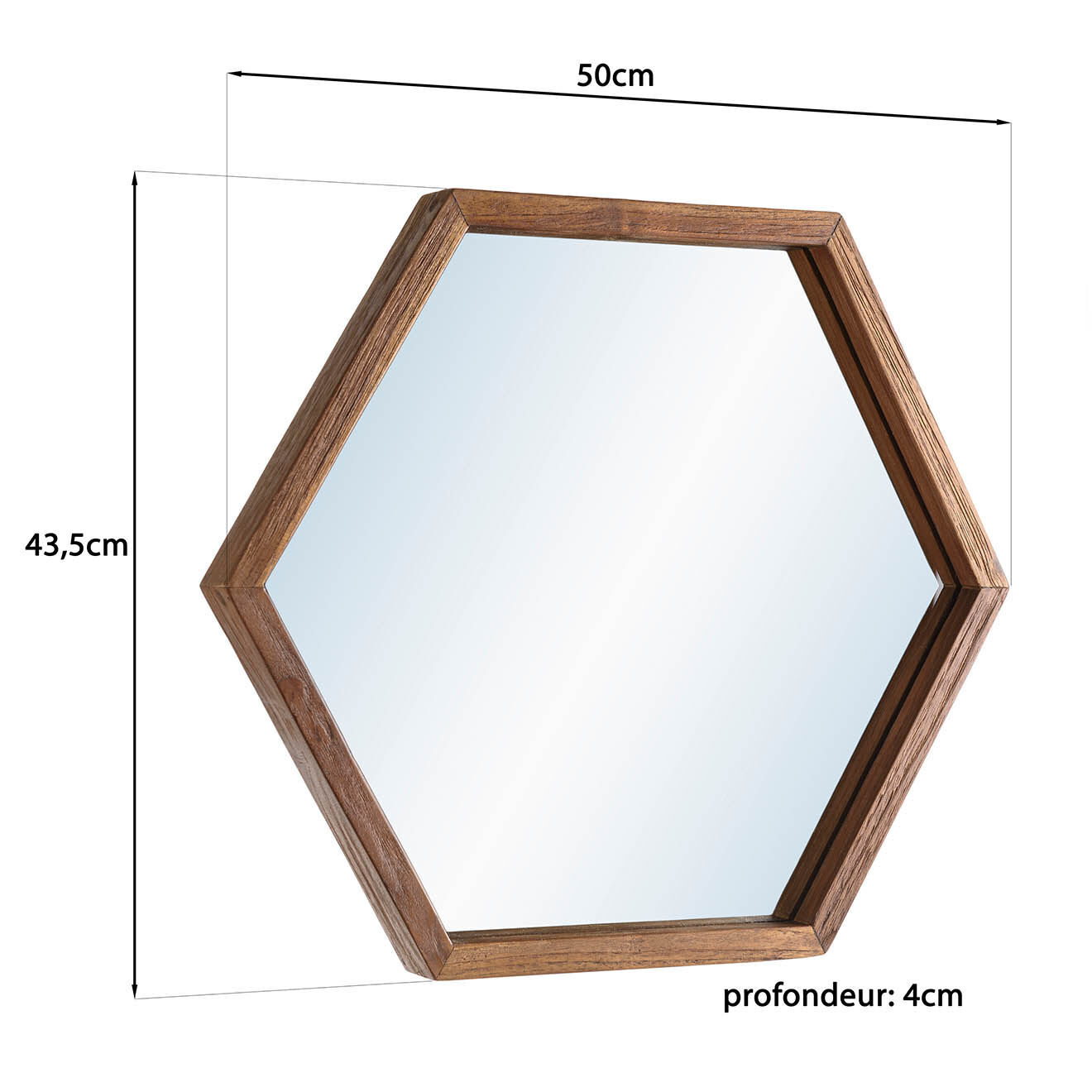 Macabane Miroir L hexagone Alida marron - 50x44 cm