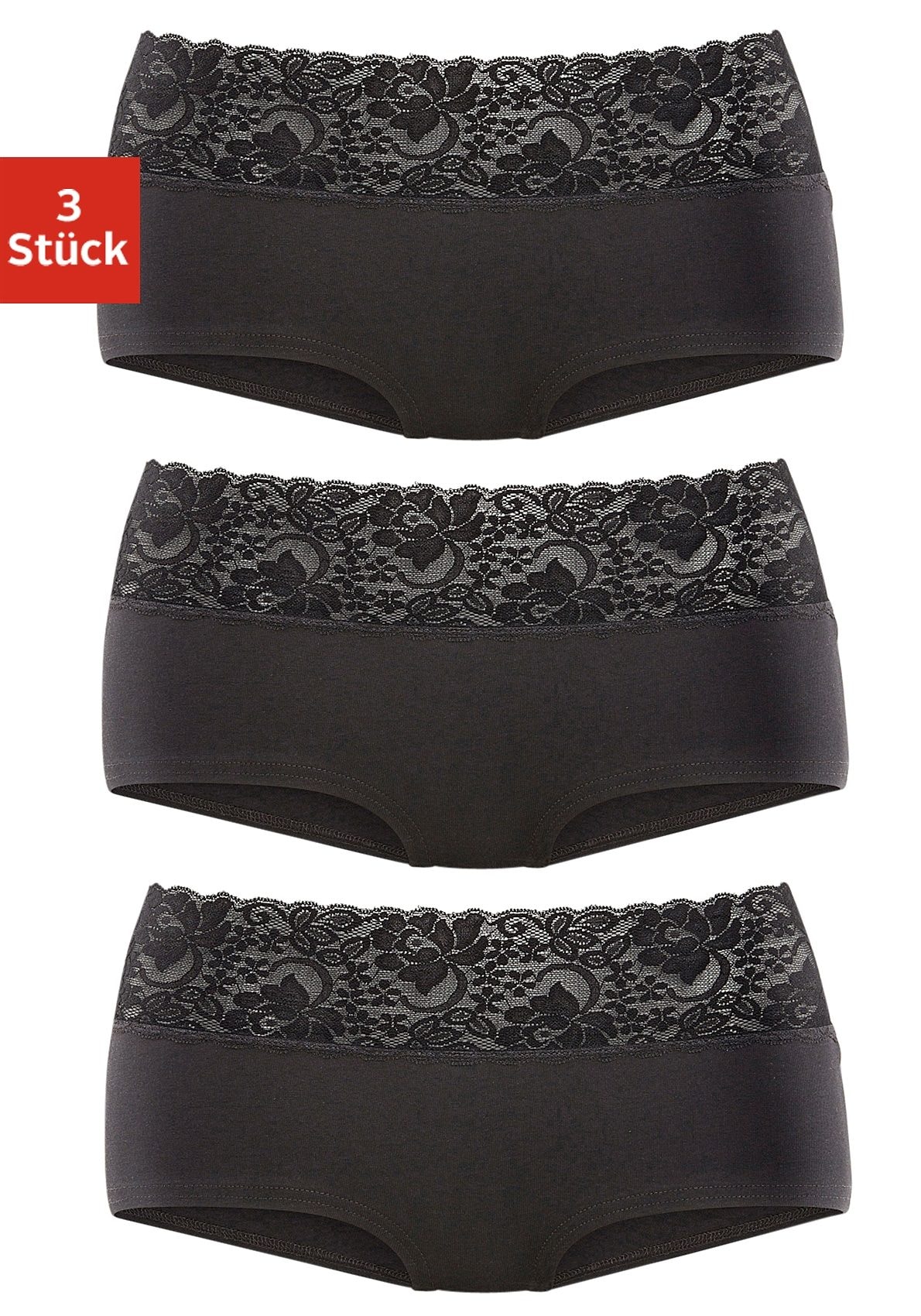 Vivance Panty , aus elastischer Baumwolle mit floraler Spitze
