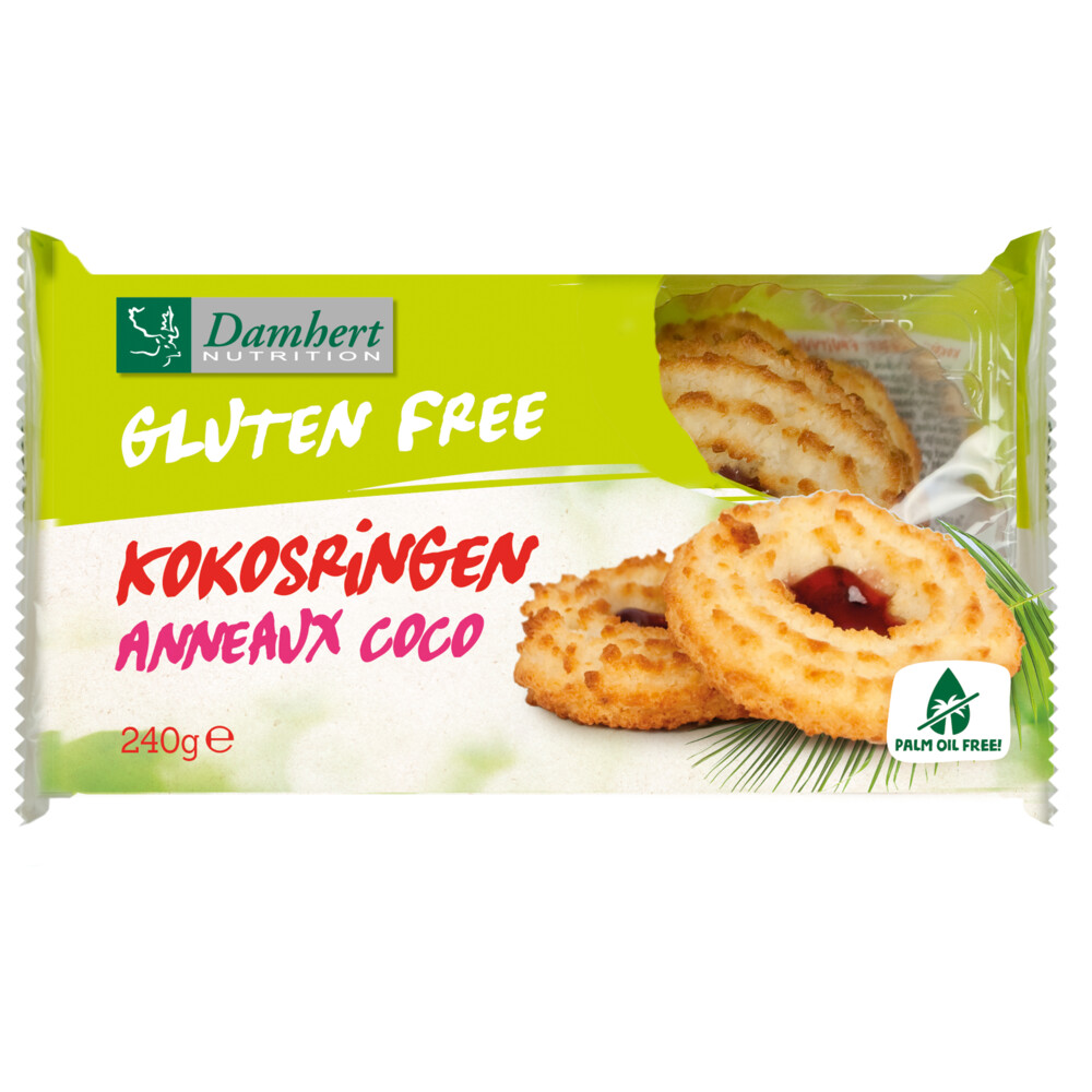 3x Damhert Kokosringen Fruitvulling Glutenvrij240 gr