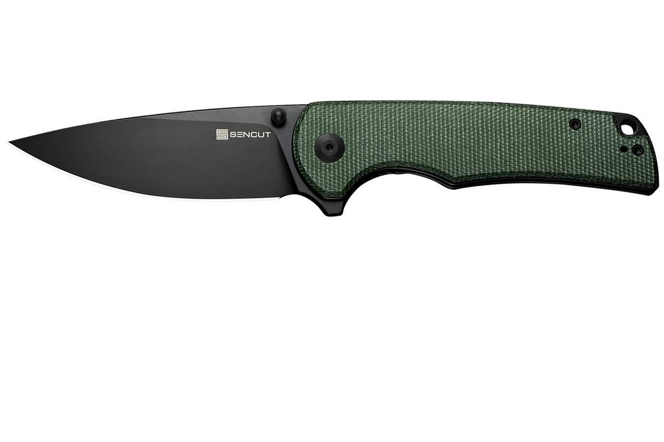 Sencut Praktisk S24019-3 Black 9Cr18MoV, Green Micarta, zakmes