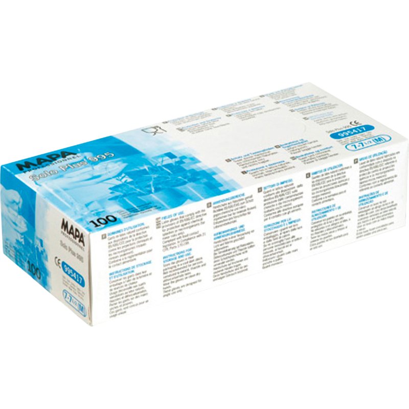 Gants jetables de protection chimique Mapa Solo Plus 995, latex non poudré, vert - Boîte de 100 gants