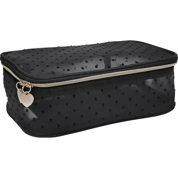 Schminktasche im Netz-Material mit Punkten