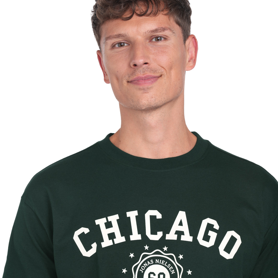 Jonas Nielsen Herren T-Shirt mit Print dunkelgrün