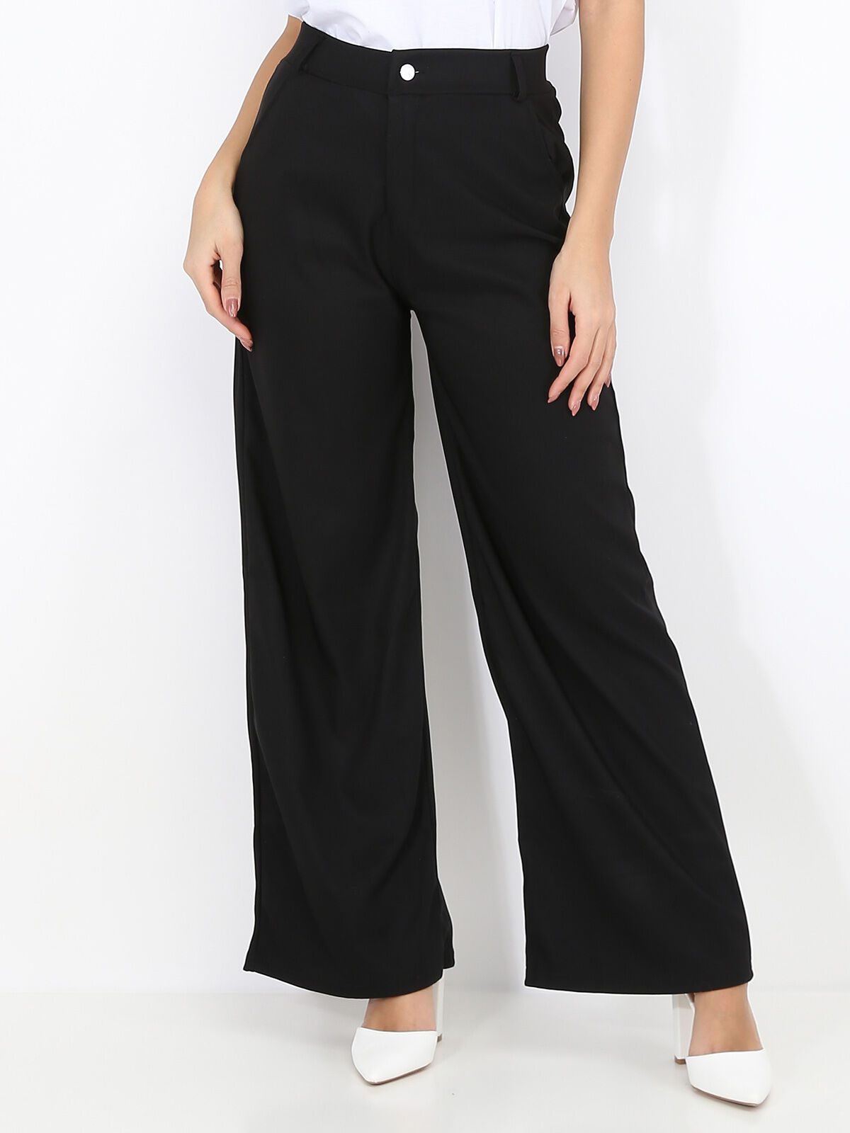 Pantalon taille haute évasé- Noir