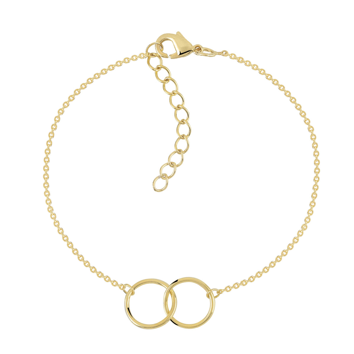 Bracelet plaqué or cercles entrelacés 19 cm