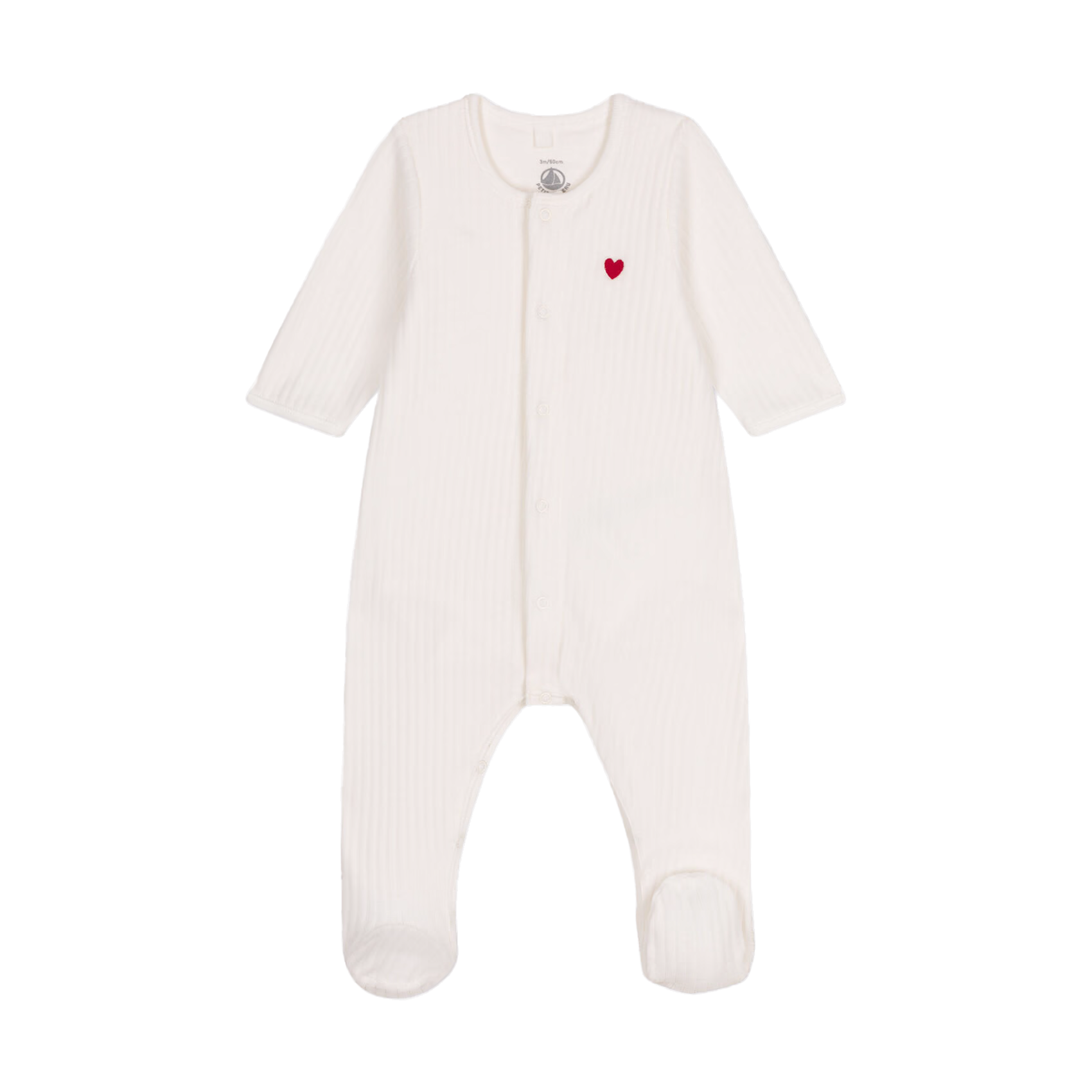 Pyjama col rond en velours côtelé | Blanc