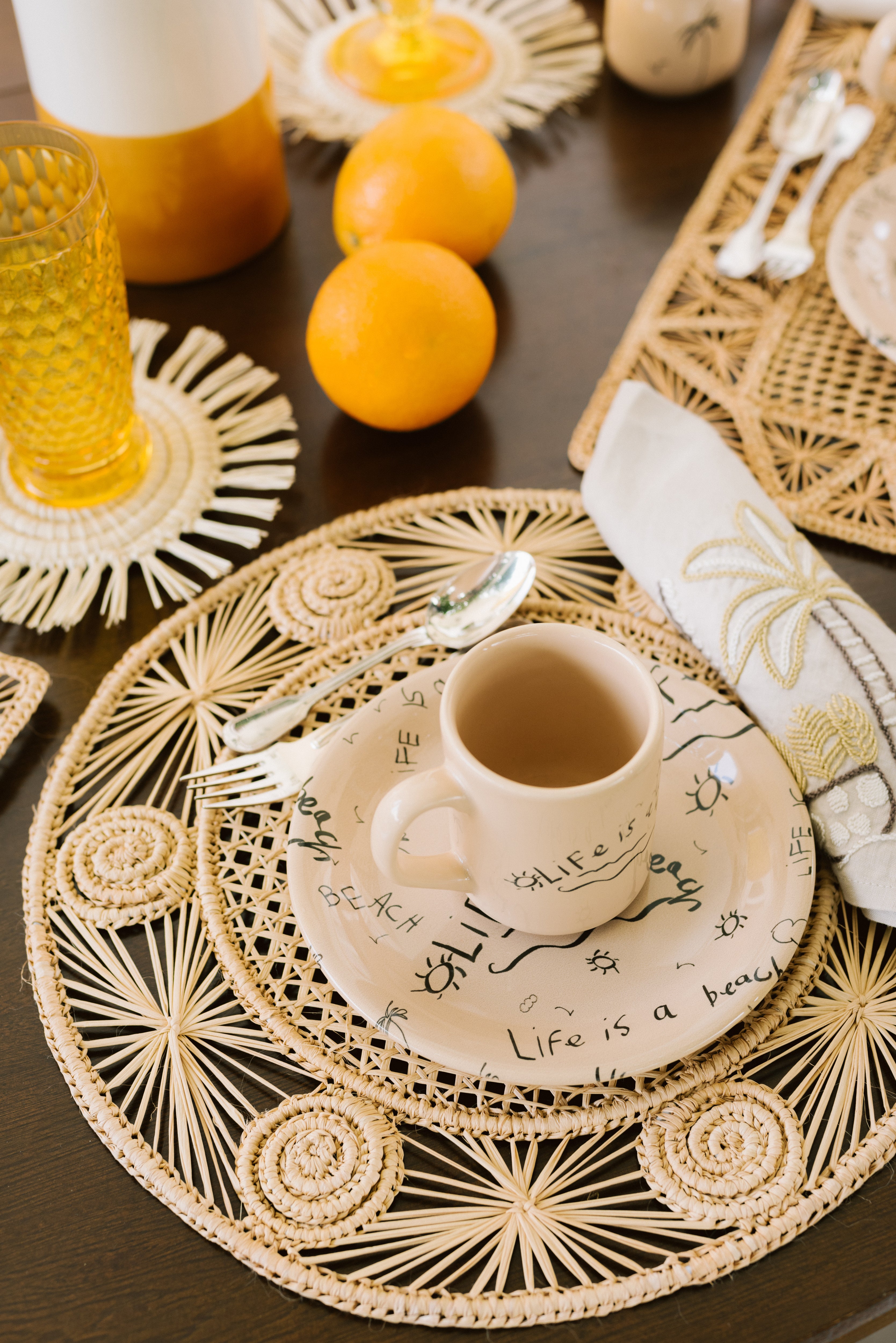 Mug en céramique « La vie est une plage » (Lot de 4)