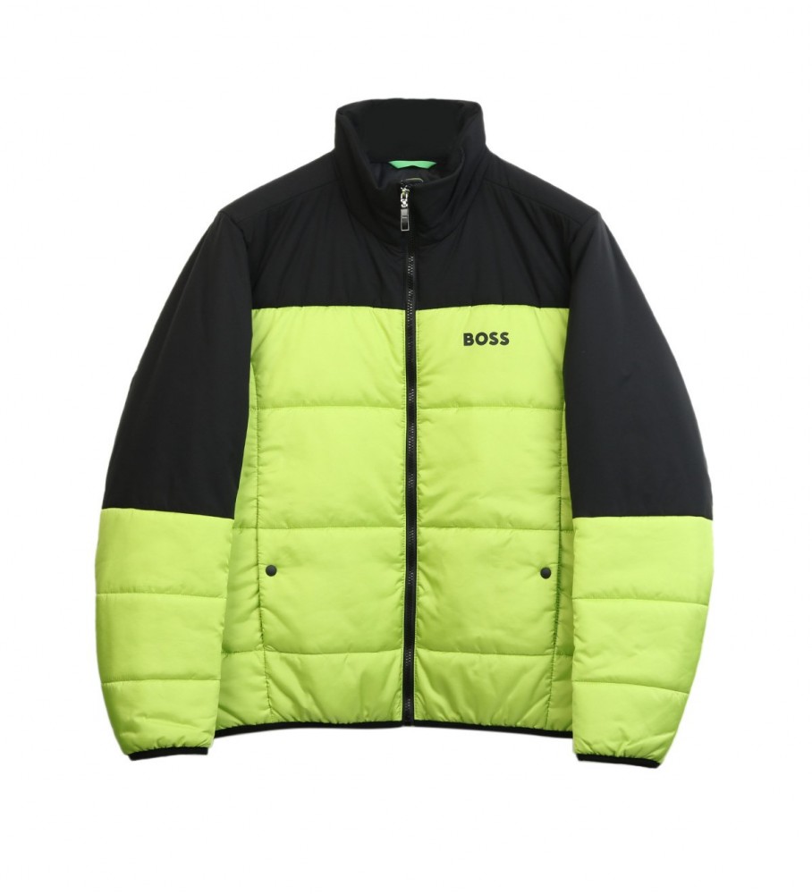 Jaqueta acolchoada BOSS preta e verde